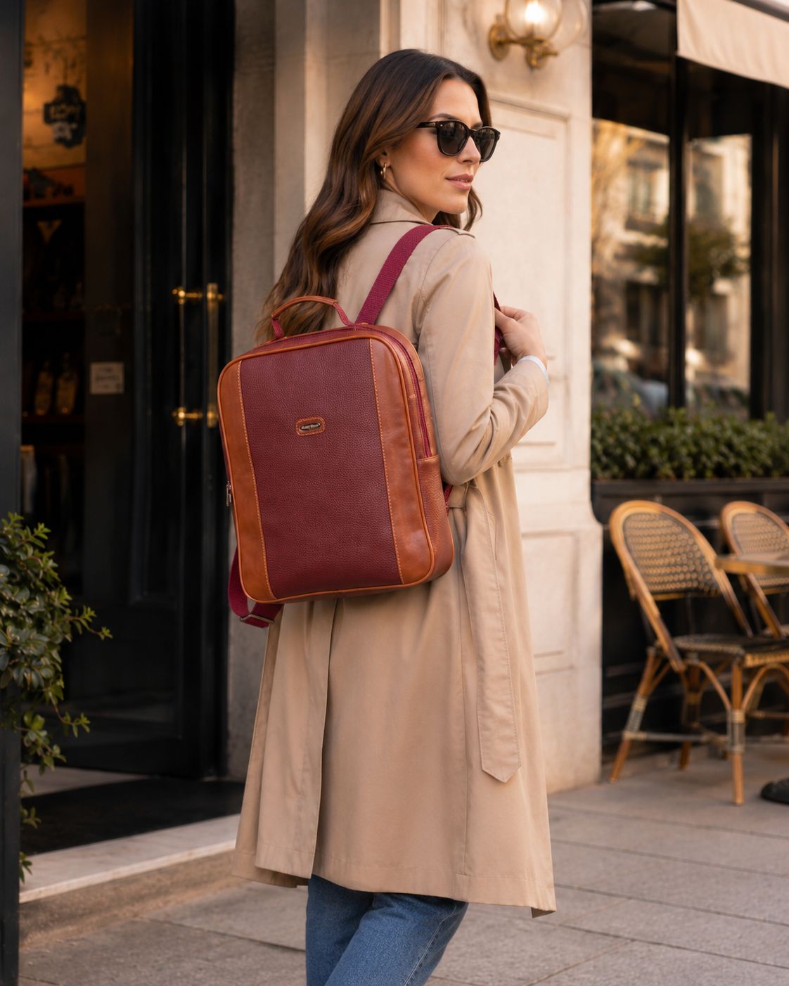 Bordo Unisex Çok Yönlü Sırt ve Omuz Çantası
