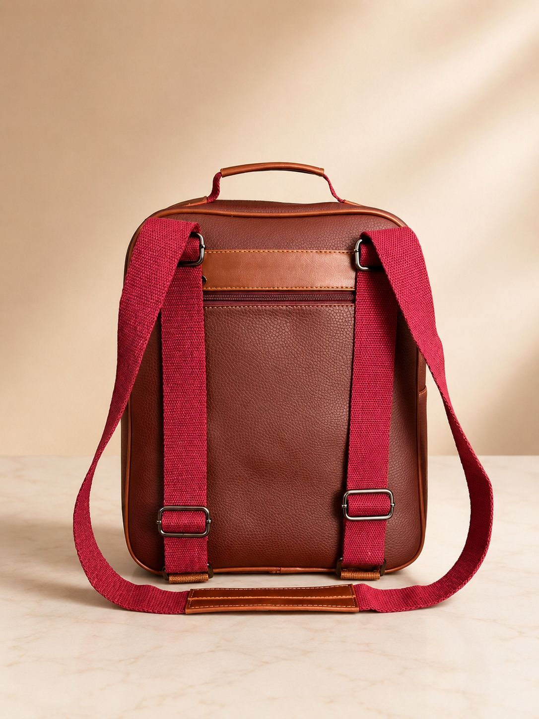 Bordo Unisex Çok Yönlü Sırt ve Omuz Çantası görsel 2